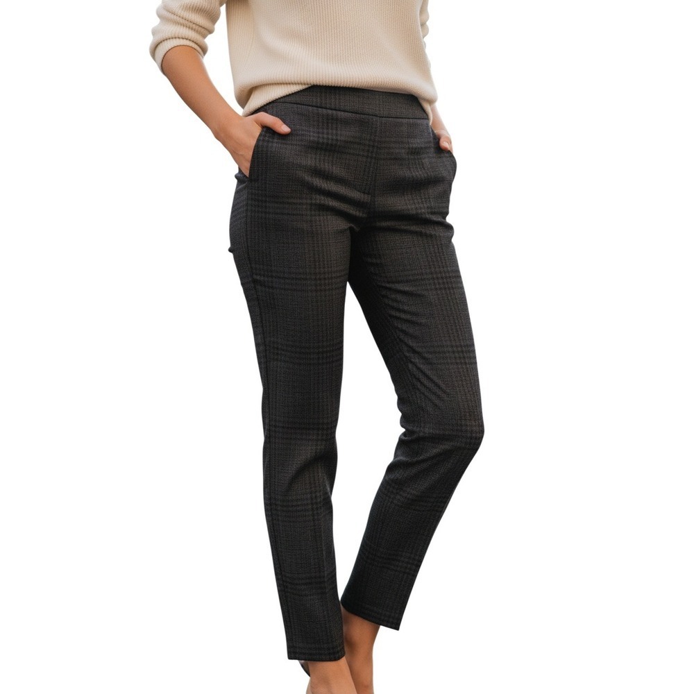 Sanctuary x Anthropologie Grey Plaid High Rise Pull On Slim Pants Small